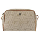 Christian Dior Honeycomb Canvas Shoulder Bag PVC Beige Gold Auth BA6363-13
