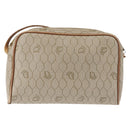 Christian Dior Honeycomb Canvas Shoulder Bag PVC Beige Gold Auth BA6363-2