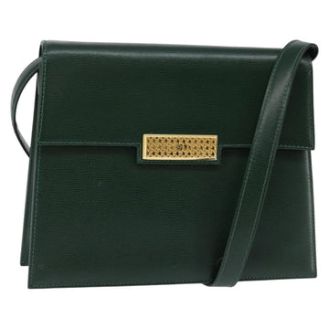 Christian Dior Shoulder Bag Leather Green Gold Auth BA6365