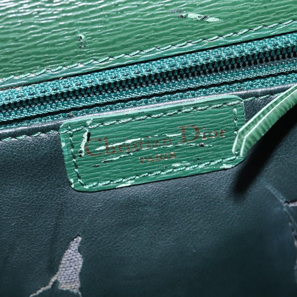 Christian Dior Shoulder Bag Leather Green Gold Auth BA6365