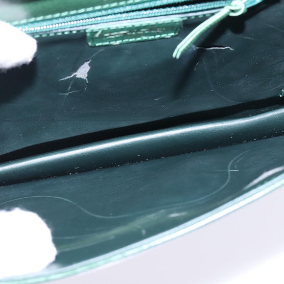 Christian Dior Shoulder Bag Leather Green Gold Auth BA6365