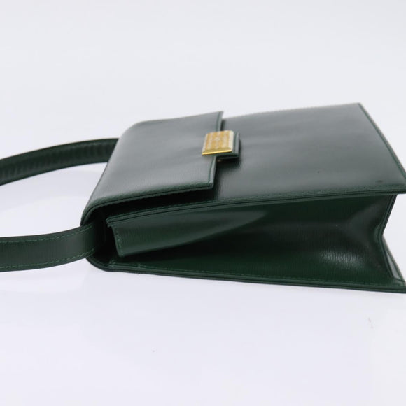 Christian Dior Shoulder Bag Leather Green Gold Auth BA6365