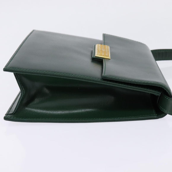 Christian Dior Shoulder Bag Leather Green Gold Auth BA6365