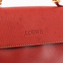 LOEWE Velazquez Hand Bag Leather Red Gold Auth BA6367-9