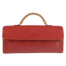 LOEWE Velazquez Hand Bag Leather Red Gold Auth BA6367-13