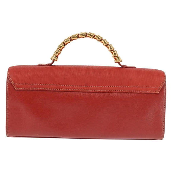 LOEWE Velazquez Hand Bag Leather Red Gold Auth BA6367