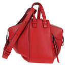 LOEWE Hammock Shoulder Bag Leather Red Silver Auth BA6368M-1