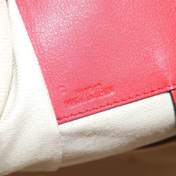 LOEWE Hammock Shoulder Bag Leather Red Silver Auth BA6368M