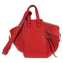 LOEWE Hammock Shoulder Bag Leather Red Silver Auth BA6368M-13