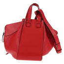 LOEWE Hammock Shoulder Bag Leather Red Silver Auth BA6368M-2