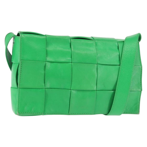 BOTTEGA VENETA MAXI INTRECCIATO Cassette Shoulder Bag Leather Green Auth BA6369