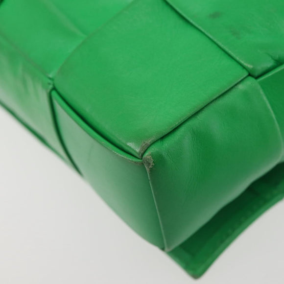 BOTTEGA VENETA MAXI INTRECCIATO Cassette Shoulder Bag Leather Green Auth BA6369