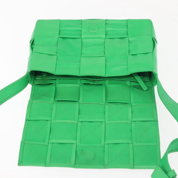 BOTTEGA VENETA MAXI INTRECCIATO Cassette Shoulder Bag Leather Green Auth BA6369