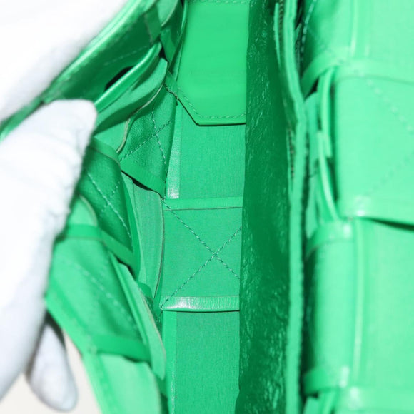 BOTTEGA VENETA MAXI INTRECCIATO Cassette Shoulder Bag Leather Green Auth BA6369