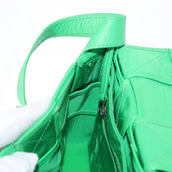 BOTTEGA VENETA MAXI INTRECCIATO Cassette Shoulder Bag Leather Green Auth BA6369