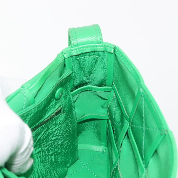 BOTTEGA VENETA MAXI INTRECCIATO Cassette Shoulder Bag Leather Green Auth BA6369