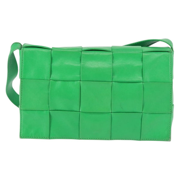 BOTTEGA VENETA MAXI INTRECCIATO Cassette Shoulder Bag Leather Green Auth BA6369