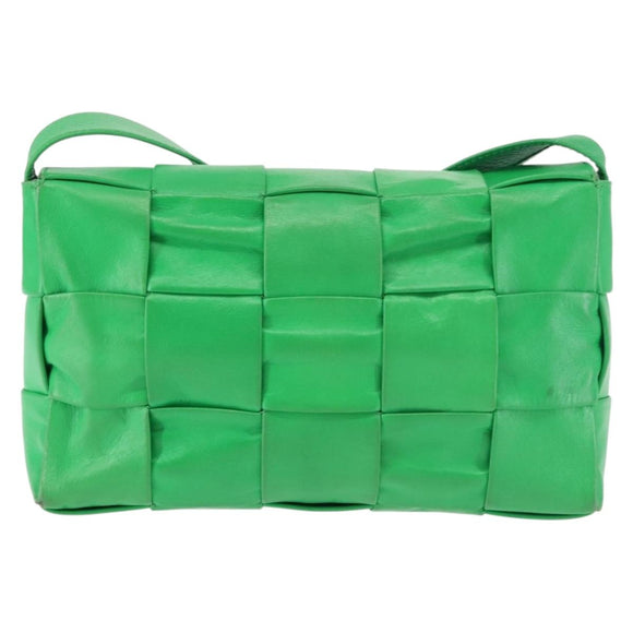 BOTTEGA VENETA MAXI INTRECCIATO Cassette Shoulder Bag Leather Green Auth BA6369