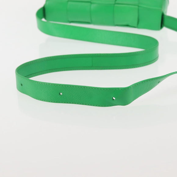 BOTTEGA VENETA MAXI INTRECCIATO Cassette Shoulder Bag Leather Green Auth BA6369