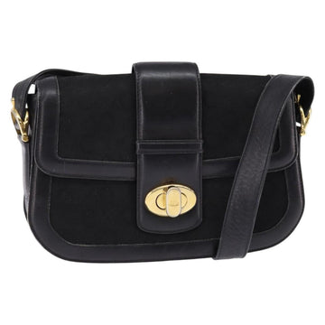 CELINE C Sulky Shoulder Bag Canvas Black Gold Auth BA6371