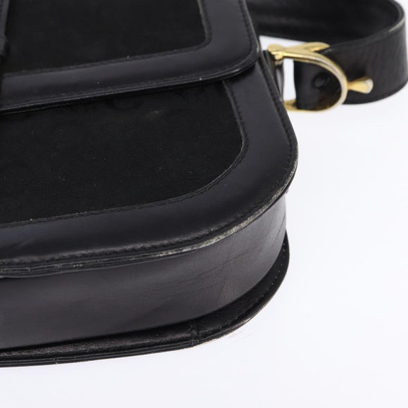 CELINE C Sulky Shoulder Bag Canvas Black Gold Auth BA6371