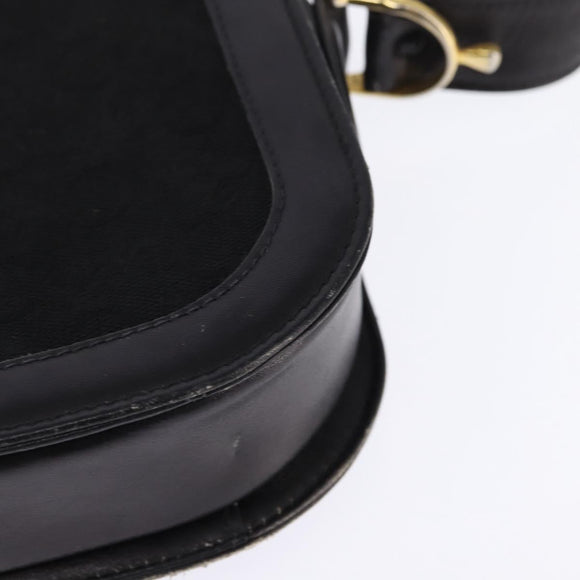 CELINE C Sulky Shoulder Bag Canvas Black Gold Auth BA6371