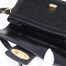 CELINE C Sulky Shoulder Bag Canvas Black Gold Auth BA6371-15