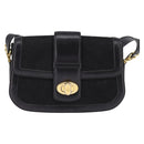 CELINE C Sulky Shoulder Bag Canvas Black Gold Auth BA6371-2