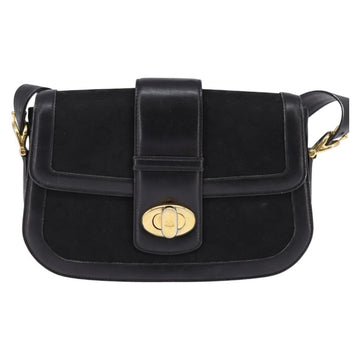 CELINE C Sulky Shoulder Bag Canvas Black Gold Auth BA6371 - 0