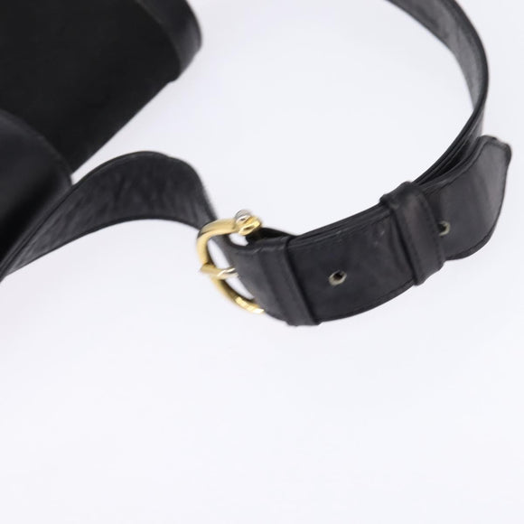 CELINE C Sulky Shoulder Bag Canvas Black Gold Auth BA6371