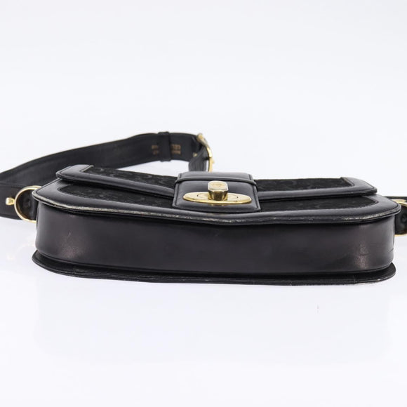 CELINE C Sulky Shoulder Bag Canvas Black Gold Auth BA6371