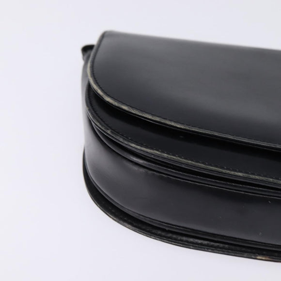 CELINE Horse Carriage Shoulder Bag Leather Navy Gold Auth BA6372