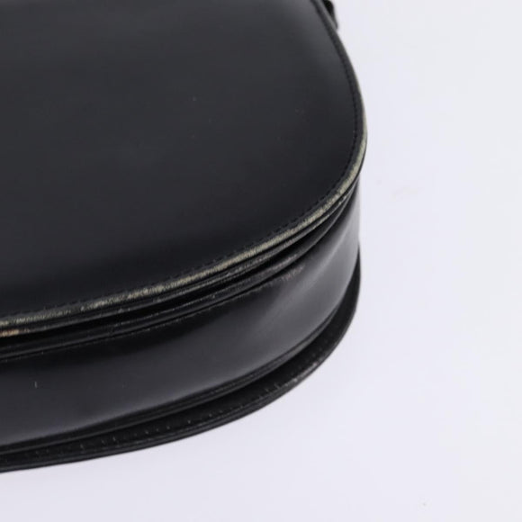 CELINE Horse Carriage Shoulder Bag Leather Navy Gold Auth BA6372