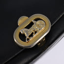 CELINE Horse Carriage Shoulder Bag Leather Navy Gold Auth BA6372-17