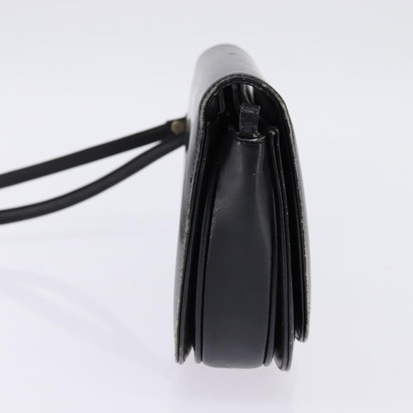 CELINE Horse Carriage Shoulder Bag Leather Navy Gold Auth BA6372