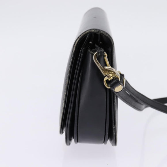 CELINE Horse Carriage Shoulder Bag Leather Navy Gold Auth BA6372