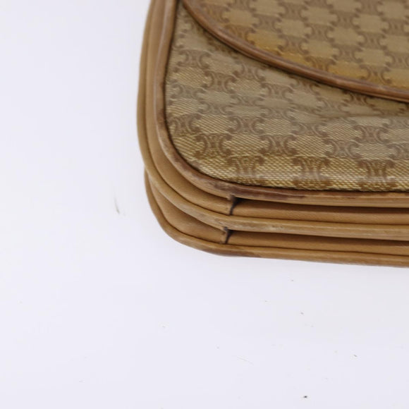 CELINE Macadam Canvas Shoulder Bag PVC Beige Gold Auth BA6373