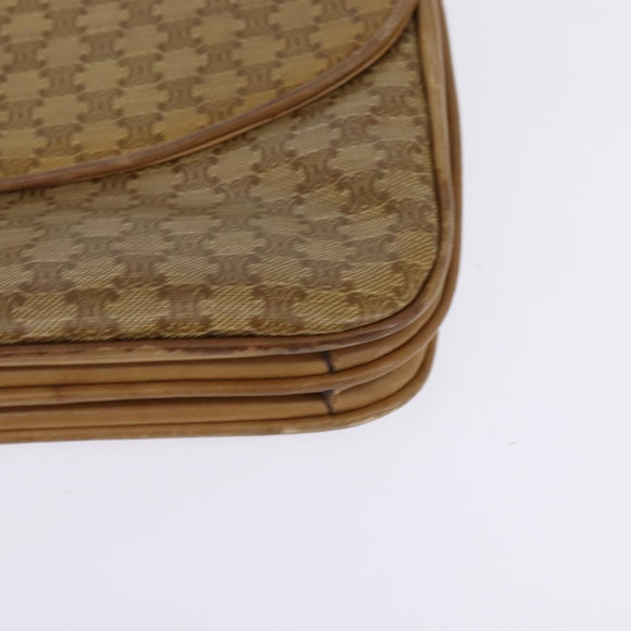 CELINE Macadam Canvas Shoulder Bag PVC Beige Gold Auth BA6373