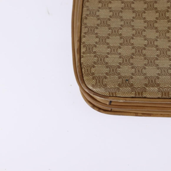 CELINE Macadam Canvas Shoulder Bag PVC Beige Gold Auth BA6373