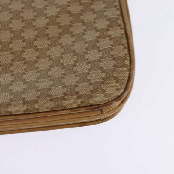 CELINE Macadam Canvas Shoulder Bag PVC Beige Gold Auth BA6373