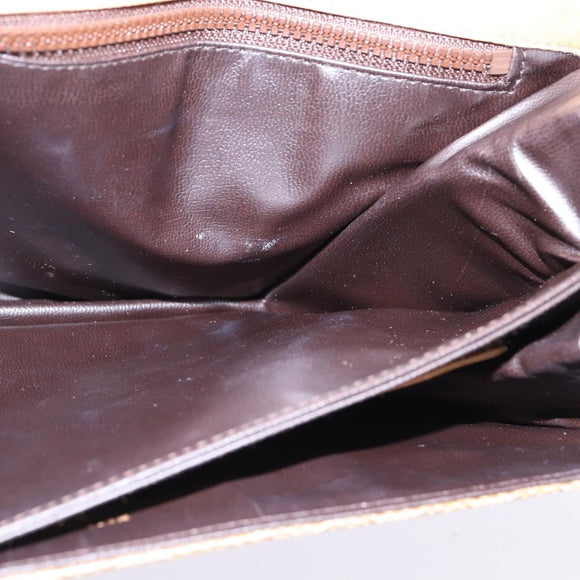 CELINE Macadam Canvas Shoulder Bag PVC Beige Gold Auth BA6373