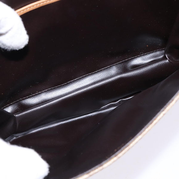 CELINE Macadam Canvas Shoulder Bag PVC Beige Gold Auth BA6373