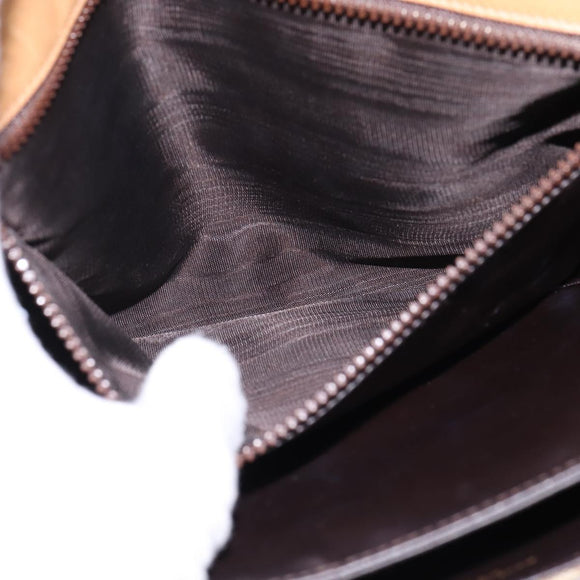 CELINE Macadam Canvas Shoulder Bag PVC Beige Gold Auth BA6373