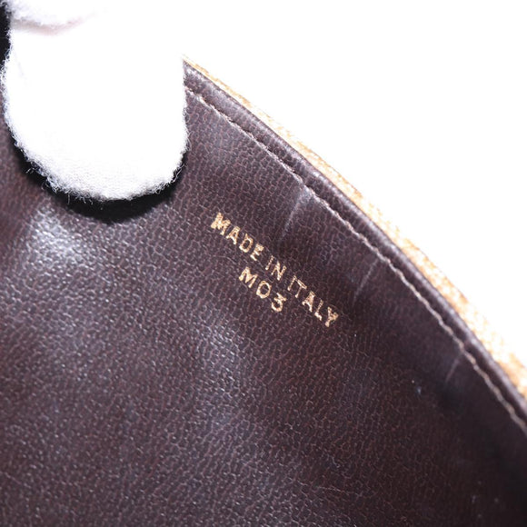 CELINE Macadam Canvas Shoulder Bag PVC Beige Gold Auth BA6373