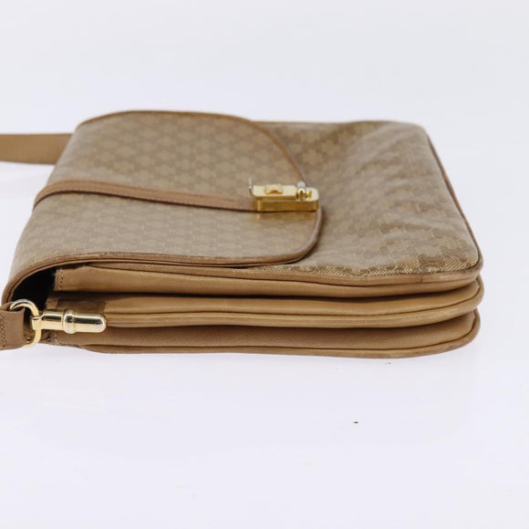 CELINE Macadam Canvas Shoulder Bag PVC Beige Gold Auth BA6373
