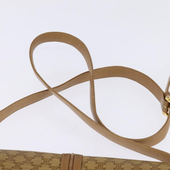 CELINE Macadam Canvas Shoulder Bag PVC Beige Gold Auth BA6373