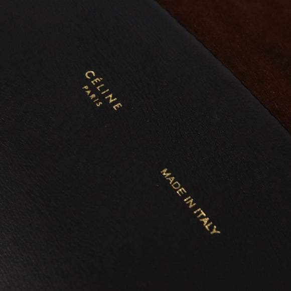 CELINE All Soft Shoulder Bag Leather Blue Black Silver Auth BA6374