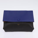 CELINE All Soft Shoulder Bag Leather Blue Black Silver Auth BA6374-19