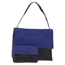 CELINE All Soft Shoulder Bag Leather Blue Black Silver Auth BA6374-1