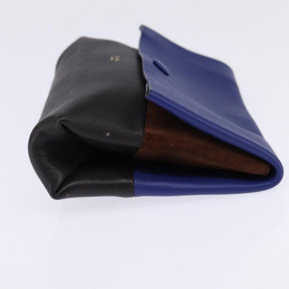 CELINE All Soft Shoulder Bag Leather Blue Black Silver Auth BA6374